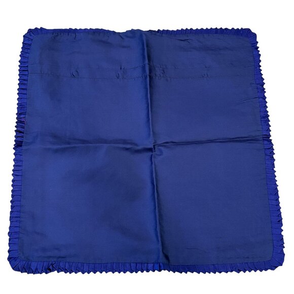 Asian-Inspired Embroidered Dragon Silk Pillow Cover With Blue Ruffled Edges - Picture 5 of 9